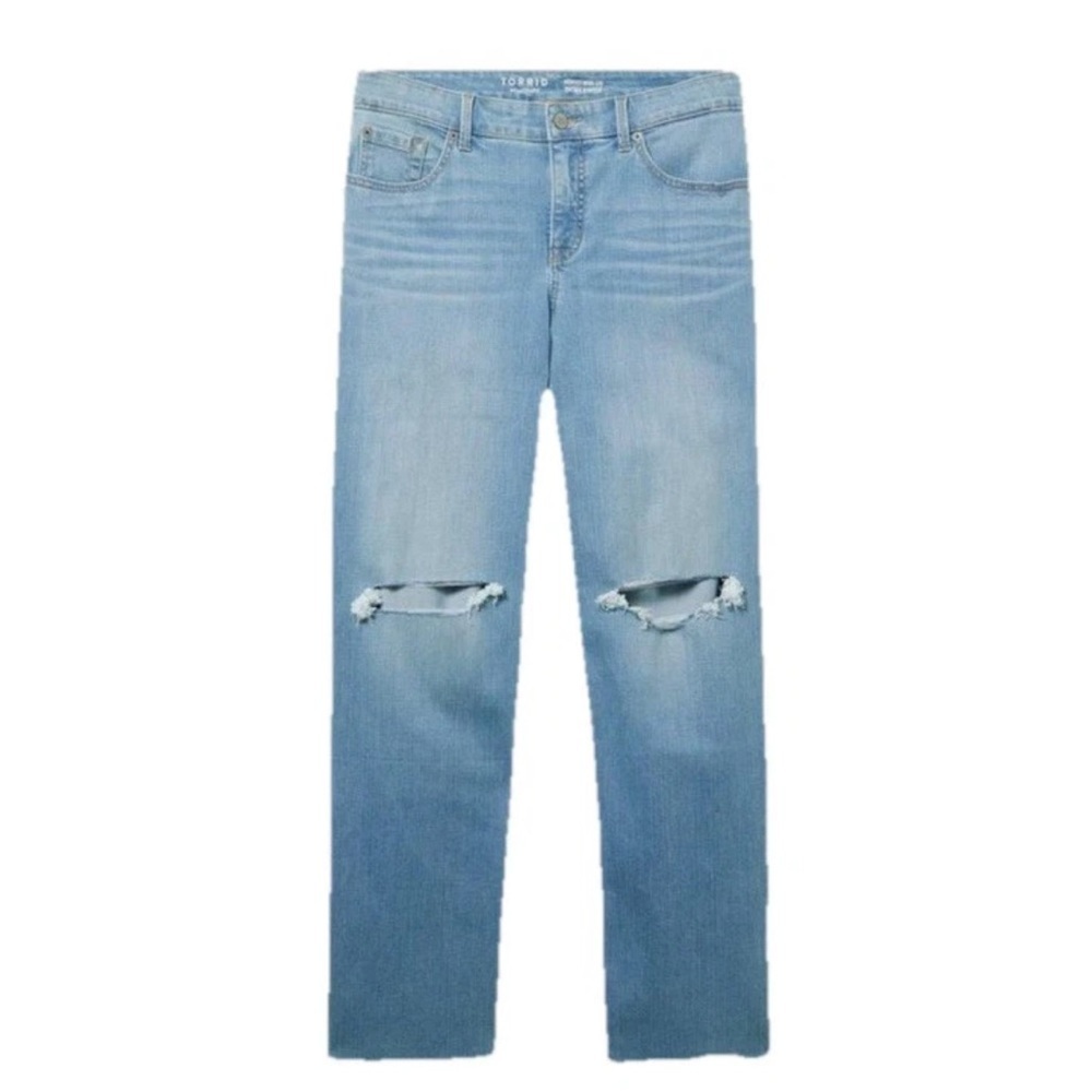 Torrid Perfect Wide Leg Stretch Mid Rise Light Wash Jeans Women Size 24 - Picture 10 of 15